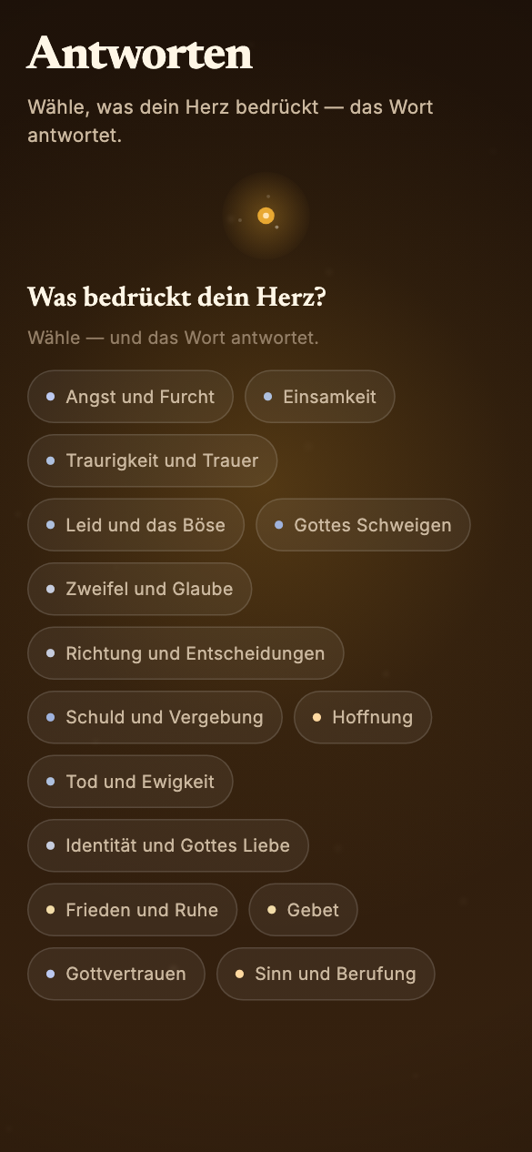 Antworten — leg ab, was schwer ist